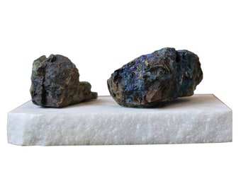Azzurrite con Malachite su Marmo