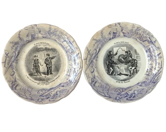 Piatti transferware francesi antichi, coppia