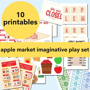 Apple Market dramatic play printables bundle for parents of kids