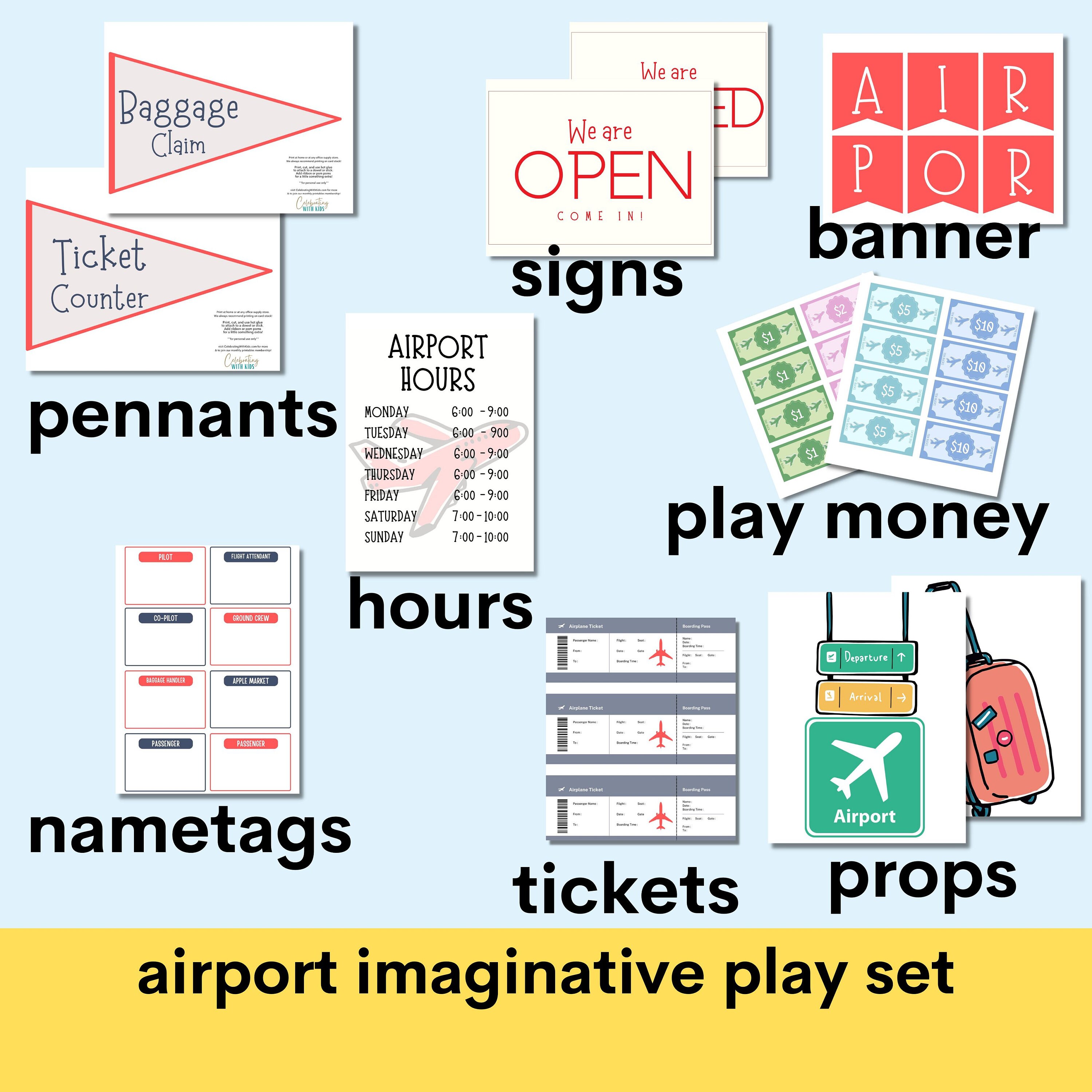 Airport Dramatic Play Printables Bundle for Parents of Kids - Etsy