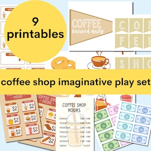 Coffee Shop dramatic play printables bundle for parents of kids