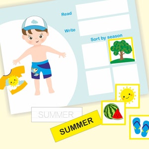 Seasons and Weather Clothing Activity Mats Printable. Four Seasons sorting mats. Clothes Sorting. Circle Time. Printable dress up activity