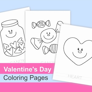 Valentine&#39;s Day Coloring Pages, Printable Coloring Pages for kids, toddlers, preschoolers, Valentine Party Activity, Valentine Coloring Book