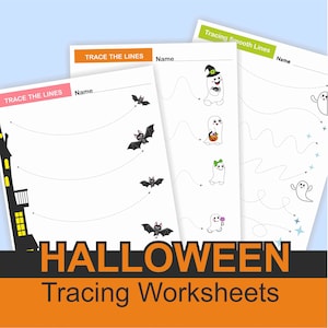 Halloween Tracing Worksheets PRE-WRITING PRACTICE Tracing Activities Tracing Workbook Printable Activity Book Writing Practice