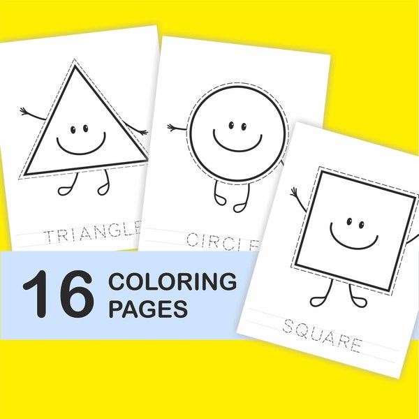 Shapes Printable, Coloring Pages, Worksheets for Kids, Learning Shapes, Homeschool Printable, Preschool Worksheet, Kindergarten