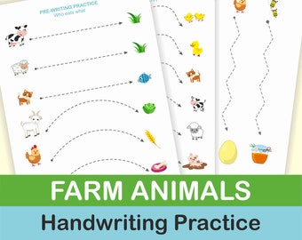 Tracing Practice, PRE-WRITING PRACTICE,Animals Tracing Pages, Pre-Writing Worksheets, Tracing Activities, Tracing Workbook Printable