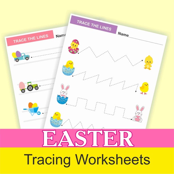 Easter Activities, Easter Tracing Worksheets, PRE-WRITING PRACTICE. Tracing Activities. Tracing Workbook Printable, Activity Book