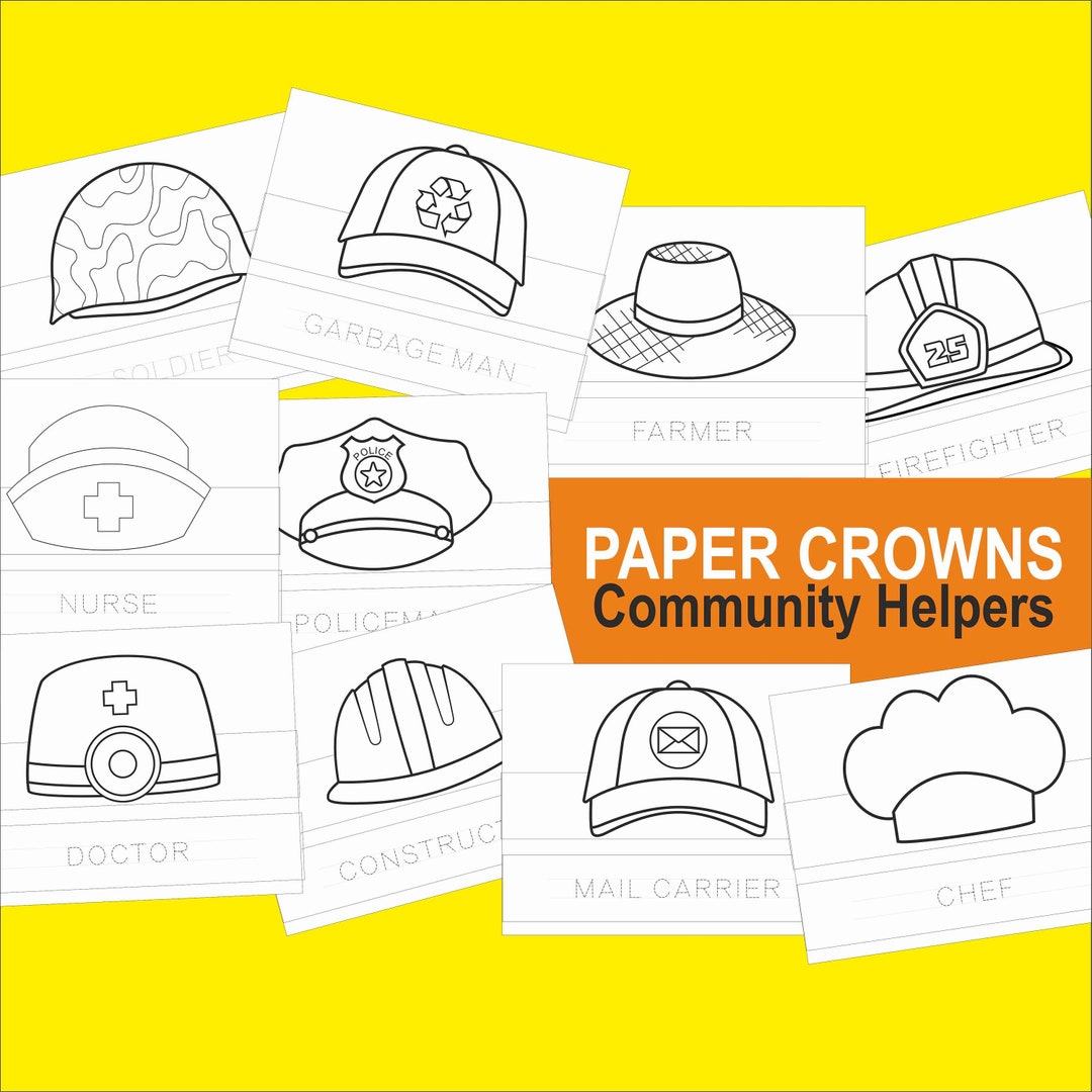 Community Helpers Printable Hats Community Helpers Paper Etsy