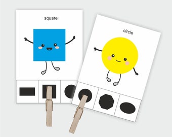 Funny Face Shape Clip Cards: Preschool Printable Activity (PDF)