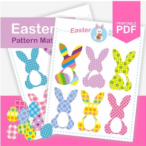 Easter Pattern Match. BUNNY.  Easter Egg Match Activity. Easter preschool printable pack. Preschool Learning Folder Kindergarten.