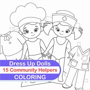 Community Helpers Coloring Pages, Community Helpers Paper Dolls, Community Helpers Activity, Occupation Printable  Job, Dress Up Dolls