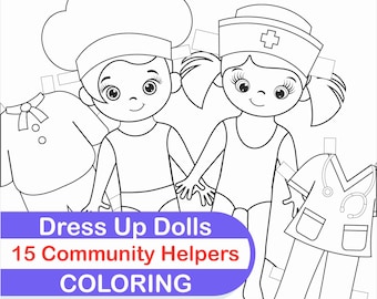 Community Helpers Coloring Pages, Community Helpers Paper Dolls, Community Helpers Activity, Occupation Printable  Job, Dress Up Dolls