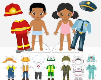 Community Helpers. Occupation Printable. Black History kids activities. African American. Paper Dolls. COLORING PAGES Job. Toddler activity