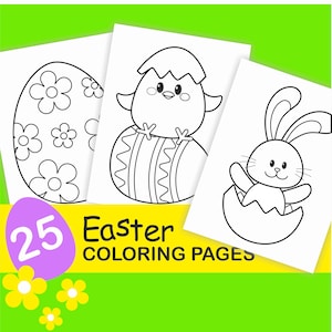 Easter Coloring book, Easter Easy Coloring Pages, Easter Printable coloring pages for kids toddlers preschoolers, Happy Easter kids Coloring