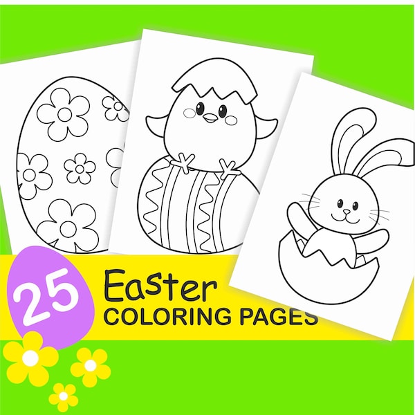 Easter Coloring book, Easter Easy Coloring Pages, Easter Printable coloring pages for kids toddlers preschoolers, Happy Easter kids Coloring