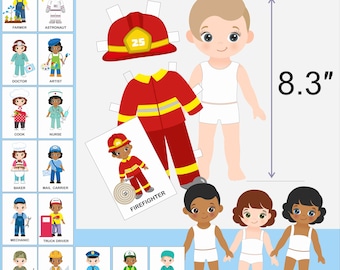 Community Helpers Coloring Pages: Preschool Paper Dolls (PDF Download, 20 Pages)