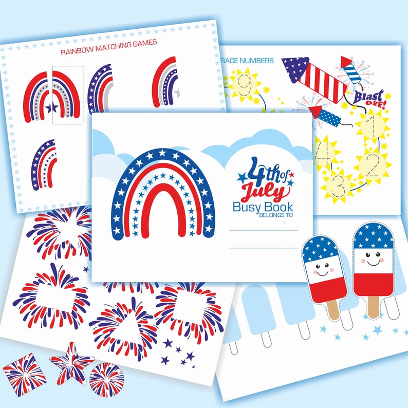 4th July Games, Busy Book, USA Independence Day Games, 4th of July Activity Pack For Preschoolers, Patriotic Party Activities, Printable image 1