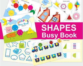 Shapes Busy Book Printable. Toddler Busy Book. Homeschool Learning Activity . Preschool Curriculum File Folder Games . Preschool Activity
