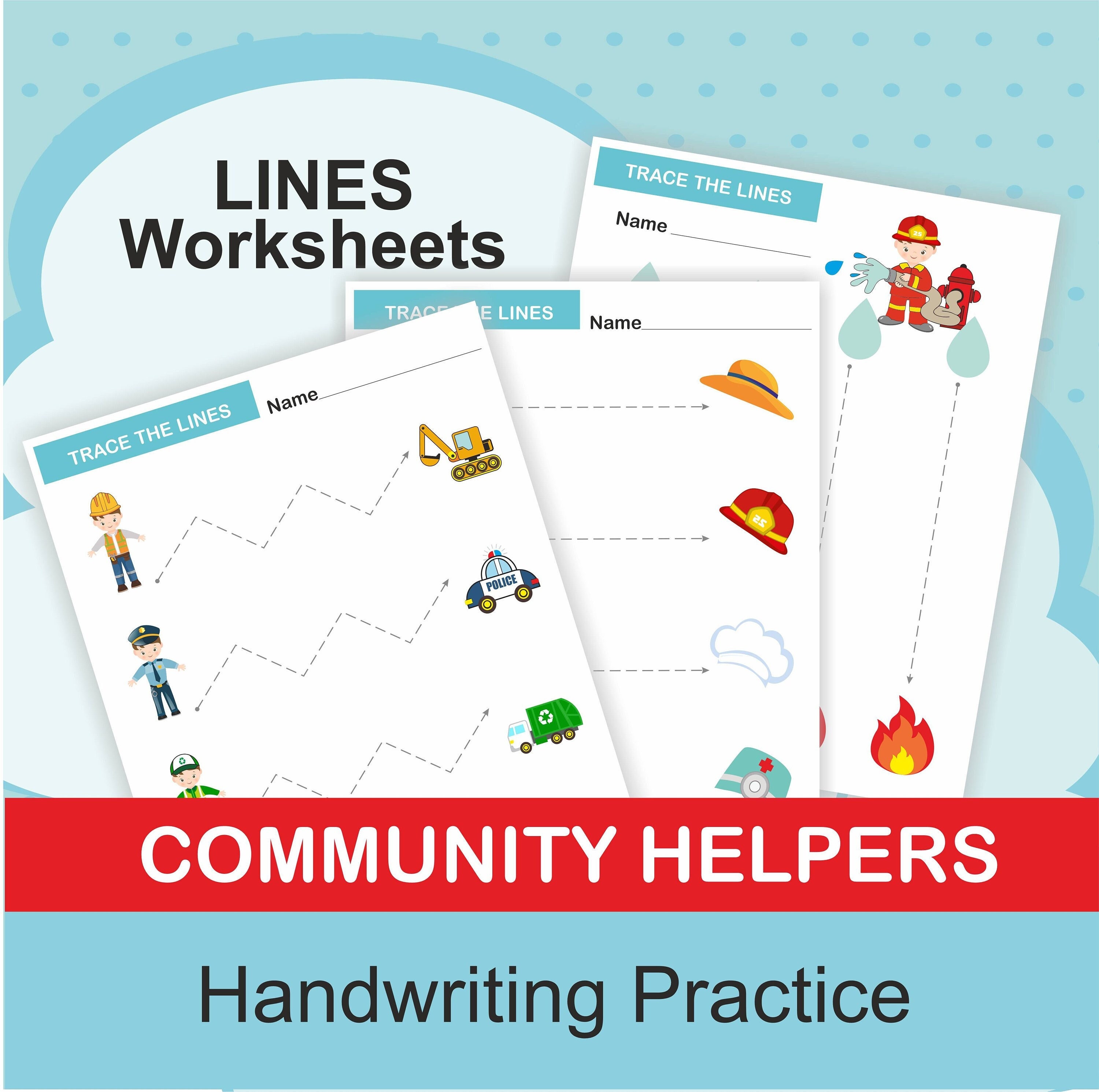 Community Helpers Activities. Tracing Worksheets. PREWRITING Etsy