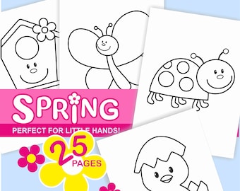 Spring Coloring Pages for Kids: 25 Printable Illustrations (PDF Download)