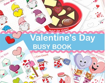 Valentines Day Busy Book, Valentines Day Activities, Busy Book Printable, Learning Binder, Preschool Busy Book, Homeschool Learning