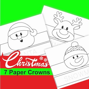 Christmas Party Hats Printable Christmas Paper Crowns Kids Craft Birthday Party Christmas Party Activities Costume Download Photobooth Props