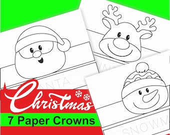 Weihnachtspartyhüte zum Ausdrucken: Papierkronen zum Basteln (Digitaler Download)