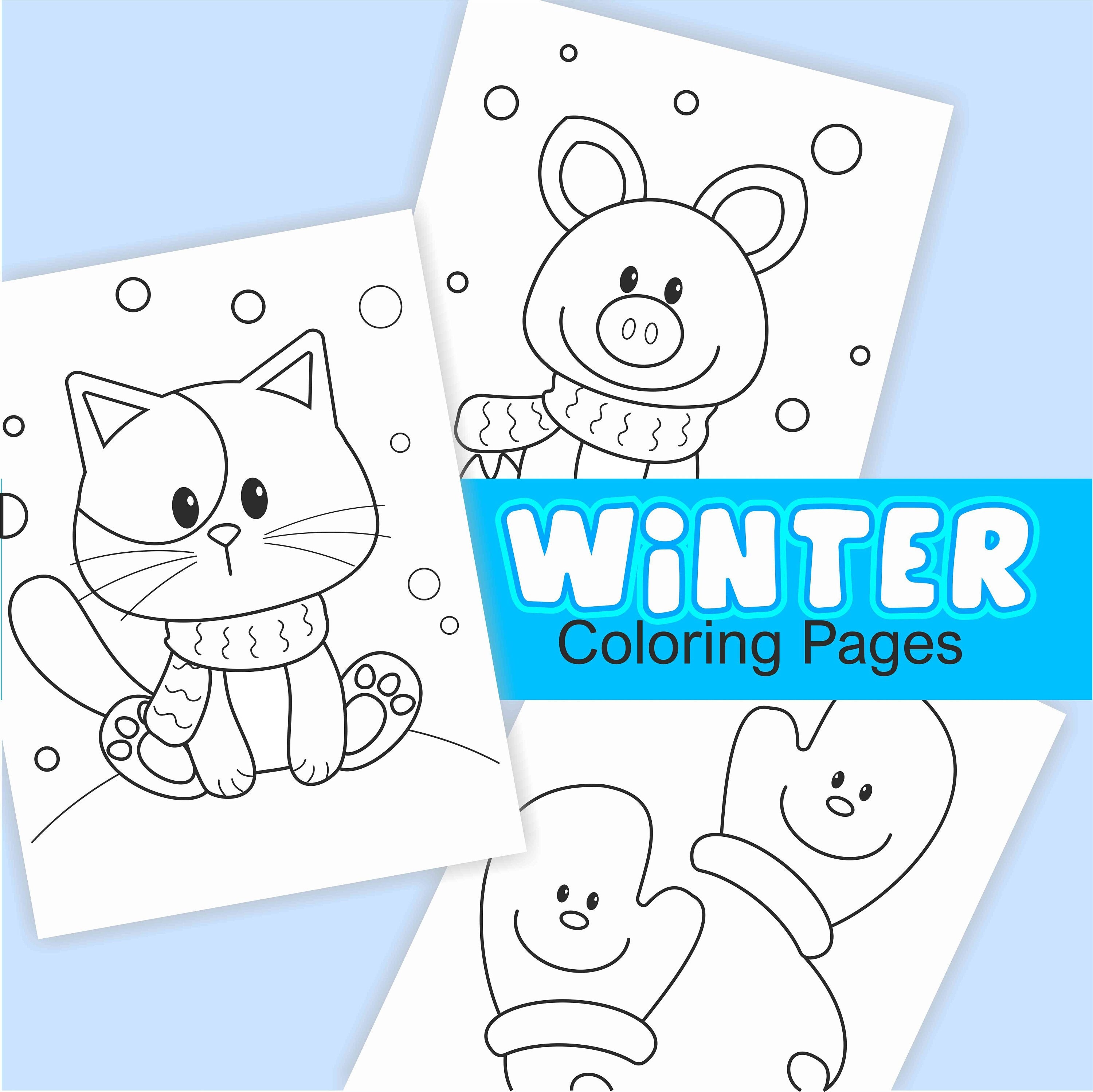 41 Winter Animals Coloring Pages, Cute Coloring Book, Frozen