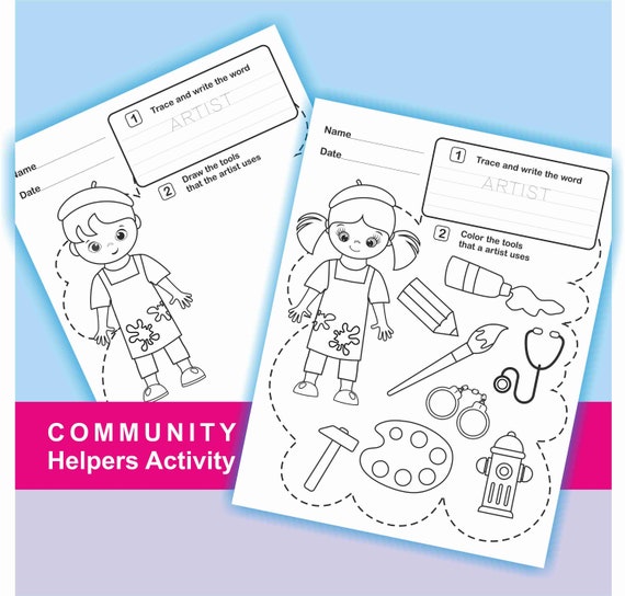 community helpers activity community helpers coloring pages etsy