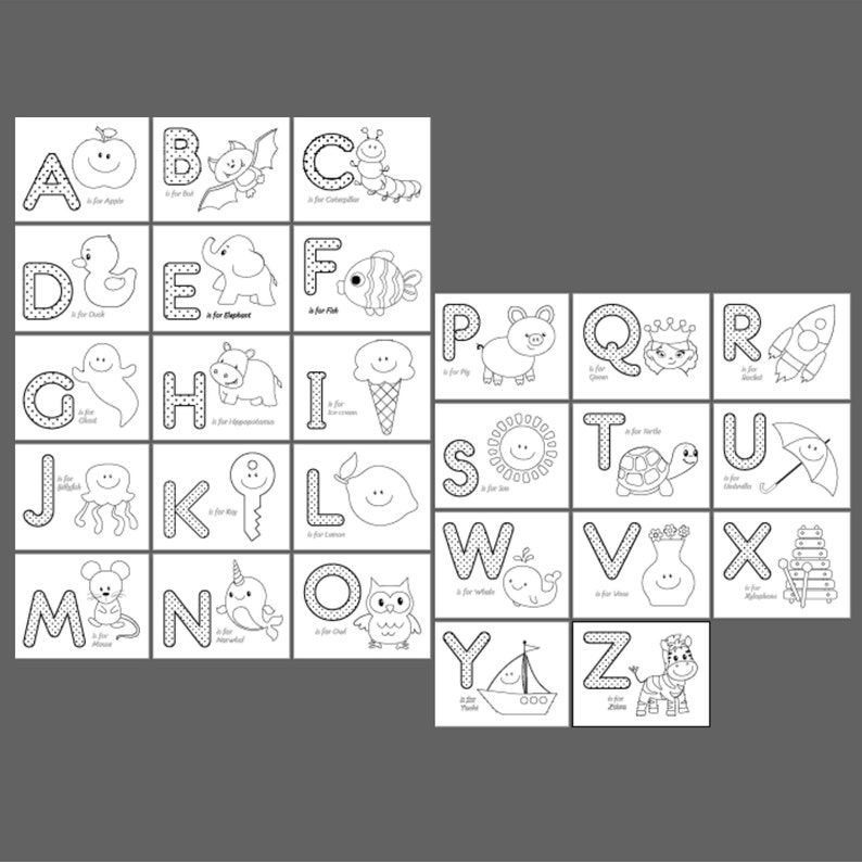 Printable Alphabet Coloring Pages Worksheets for Kids, Toddlers