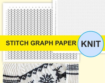 Knitting Stitch Printable Graph Paper, Knit Stitch Graph Paper blank, Knit stitch graph paper blank for colorwork charts, knitting patterns