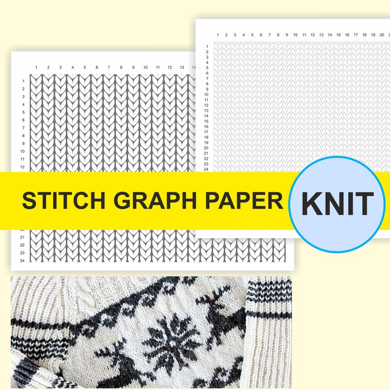 Knitting Stitch Printable Graph Paper Knit Stitch Graph Paper Etsy