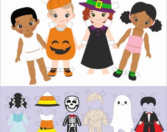 Muñecas de papel de Halloween: Actividad de disfraces espeluznantes (PDF imprimible)