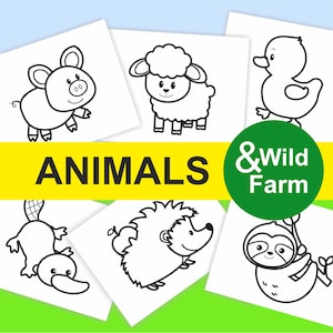 Farm Wild Animals Printable Coloring Pages For Kids, Toddlers, Preschoolers, Coloring Book Coloring Page Preschool Kindergarten Homeschool