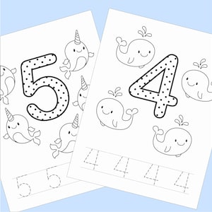 1 - 10 Numbers Printable Coloring Page Worksheets for Kids, Toddlers