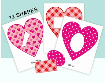 Valentine's Shapes Flashcards: Montessori Pattern Match (Digital Download)