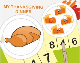 Thanksgiving Counting Cards: Montessori Number Clip Cards (PDF Download)