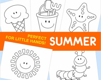 Summer Printable coloring pages for kids, toddlers, preschoolers, Coloring Book Coloring Page Preschool Kindergarten Homeschool Printables