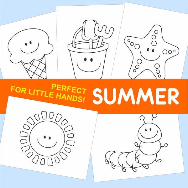 Summer Printable coloring pages for kids, toddlers, preschoolers, Coloring Book Coloring Page Preschool Kindergarten Homeschool Printables