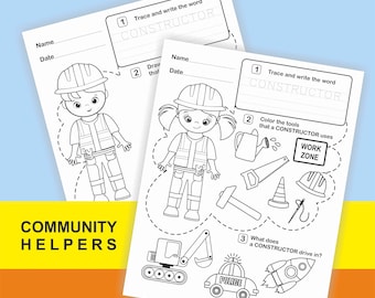 Community Helpers Activity, Community Helpers Coloring Pages, Occupation Printable, COLORING PAGES Job, Preschool Worksheets, Professions