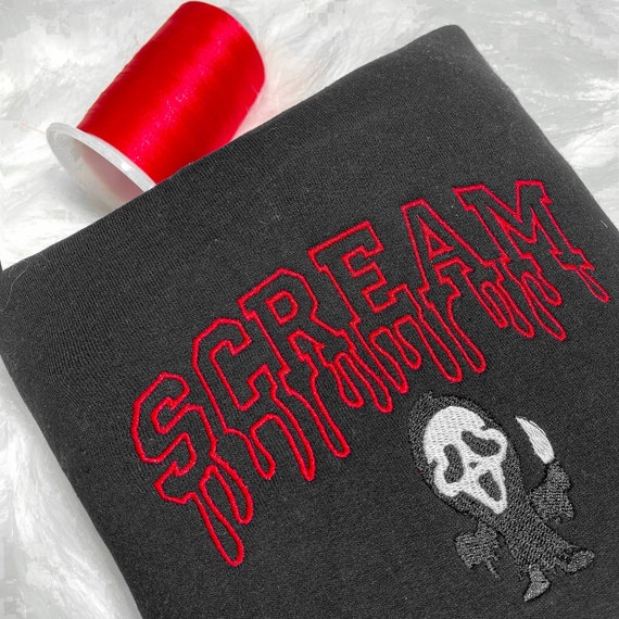 Scream Ghost Face Halloween Embroidered Crewneck Hoodie | Ghost face | Halloween Jumper | Halloween Sweatshirt | Halloween Clothing