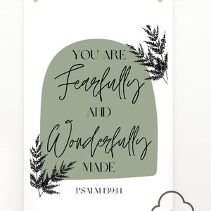 Fearfully and Wonderfully Made, Digital Download, Minimalist  Art,  Art Print, Printable Wall Art, Simple Wall Art, Christian Wall Art