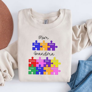 Personalized Mom Grandma Great Grandma Gift With Grandkids Names, Custom Grandma Shirt, Grandma Sweatshirt, Christmas Gift For Grandma Nana