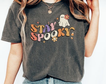 Retro Halloween Comfort Colors Tshirt, Stay Spooky Ghost T-Shirt, Spooky Vibe Halloween T-shirt, Cool Halloween Shirt, Funny Halloween Shirt