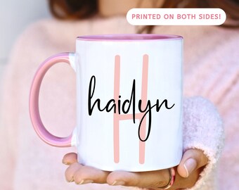 Personalized Name Coffee Mug, Initial Mug, Custom Last Name , Hot Cocoa Chocolate Tea Cider , Christmas Gift For Kids , Last Name Monogram