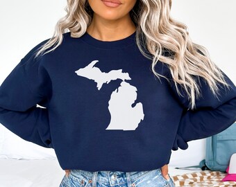 Michigan Sweatshirt, Michigan Crewneck, Michigan Shirt, Michigan Crewneck, State Of Michigan Shirt Gift, Cozy Sweatshirt, Home State Travel