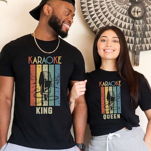 Couples Karaoke Funny Shirt, Singing Shirt, Karaoke King Queen, Theatre Shirt, Singer Shirt, Bar Shirt, Music Lover Gift, Party Night Tee
