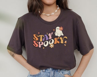 Retro Halloween Tshirt, Stay Spooky Ghost T-Shirt, Spooky Vibe Halloween T-shirt, Cool Halloween Shirt, Funny Halloween Shirt, T-shirt Ghost