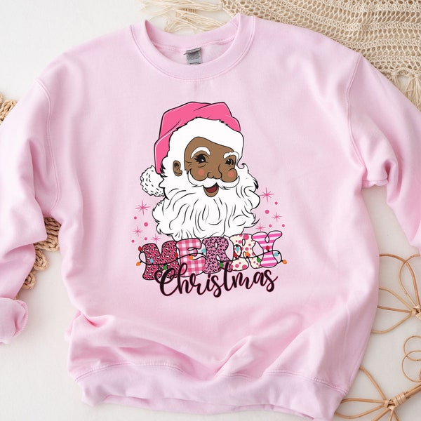 Christmas Black Woman Sweatshirt, Black Girl Funny Christmas Sweatshirt, African American Santa Christmas Shirt, Black Santa Holiday Shirt