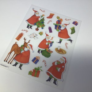 Adesivos fofos de Papai Noel, vintage, 1 folha